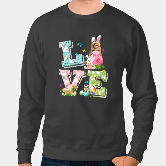 Cat Paws Easter Love Costume Maine Coon Sweatshirts