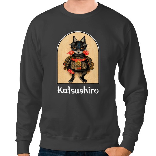 black cats Paws Cute Japanese Cat Kawaii Samurai Kitten Katsushiro Sweatshirts
