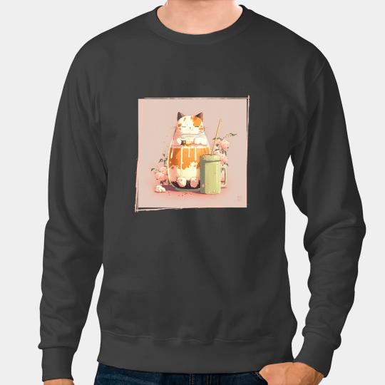 Cat Paws Boba Tea Cat Kawaii Anime Japanese Kawaii Neko Graphic 8 Sweatshirts
