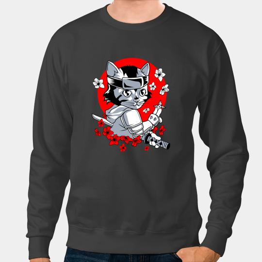 Cat Paws Cool Japanese Samurai Cat Katana Ninja Kitty Kawaii Style Sweatshirts