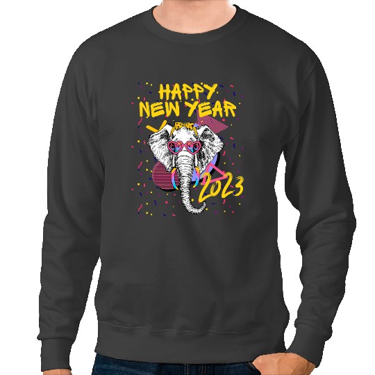 Elephants Lover Happy New Year NYE Party Funny Happy New Year Elephant Sweatshirts