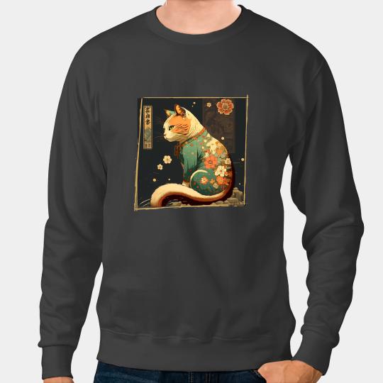 Cat Paws Japanese Art Cat Ninja Ukiyoe Anime Style Samurai Cat 3 Sweatshirts
