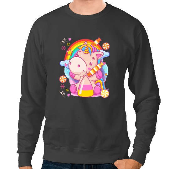 Unicorns Cute Candy Corn Unicorns Halloween1 Sweatshirts