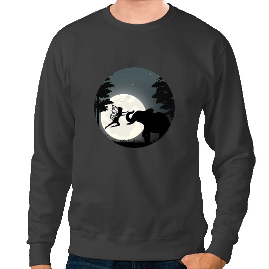 Elephants Lover fantasy fairy elephant under the full moon light Sweatshirts