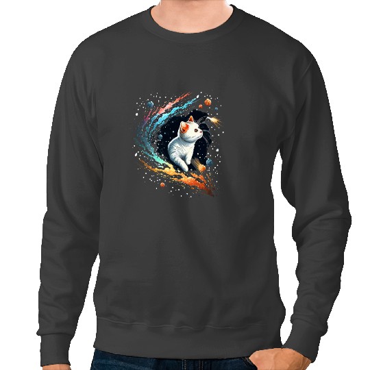 black cats Paws Astronaut Cat or Funny Space Cat on Galaxy Cat Lover 31 Sweatshirts