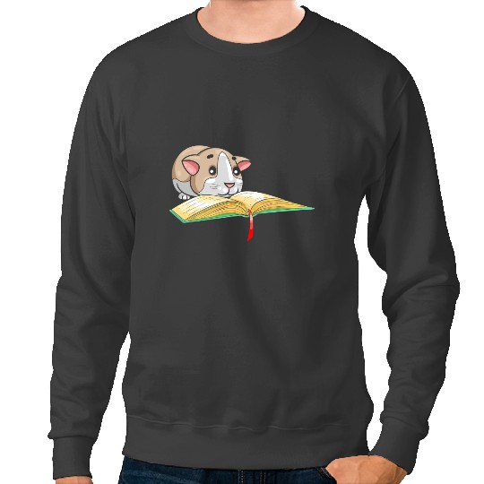 GP Guinea Pig Read Books and Pet My Guinea Pig Book Lover Reading Pigs Sweatshirts
