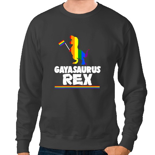 Dinosaur Dino Dino LGBT Funny LGBT Gayasaurus Rex Dinosaur Gay Rainbow Pride Flag Sweatshirts
