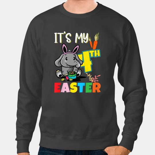 Elephants Lover Kids Easter Egg Hunt 4th Birthday Cute Easter Elephant Sweatshirts
