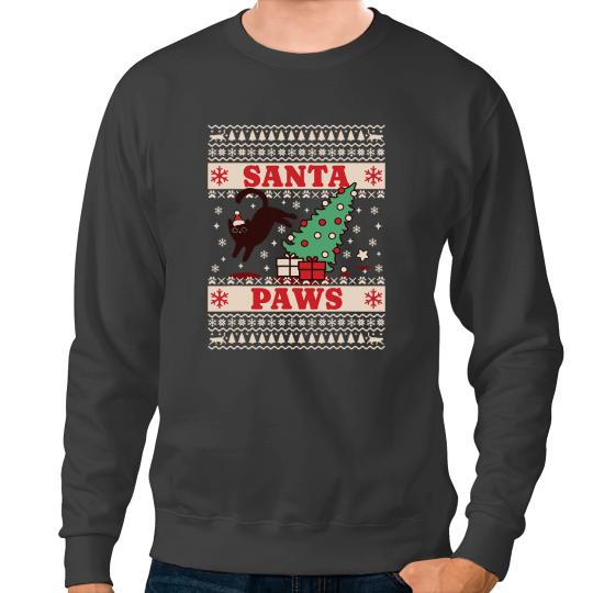 black cats Paws Ugly Christmas Sweater Santa Paws Tree and Cat Wearing Hat 26 Sweatshirts