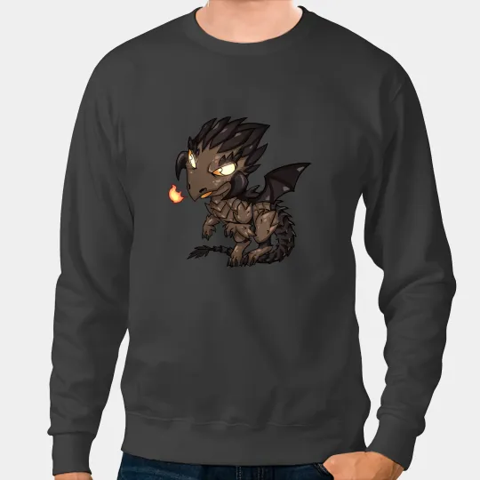 Dragon Animals Dragons Cool Chibi Fantasy Dragon Hellkite with Flame Sweatshirts