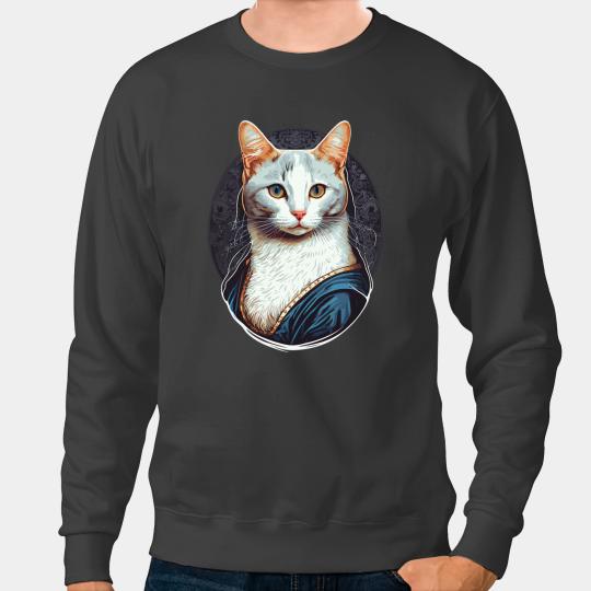 Cat Paws White Cat Mona Lisa Meowna Lisa Cat Lover Owner Cat Mom Dad 3 Sweatshirts