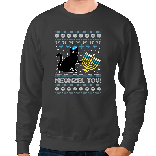 black cats Paws Meowzel Tov black cats Funny Hanukkah Chanukah Men Women Kids 3 Sweatshirts