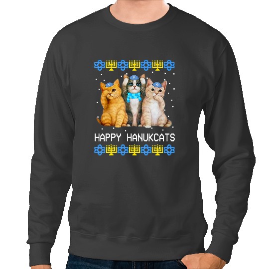 Cat Paws Happy Hanukcats Jewish Cat Lovers Hanukkah Kids Women 177 Sweatshirts