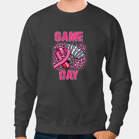 Badminton Gift BC Leopard Pink Out Badminton Tackle Breast Cancer Awareness 2 Sweatshirts
