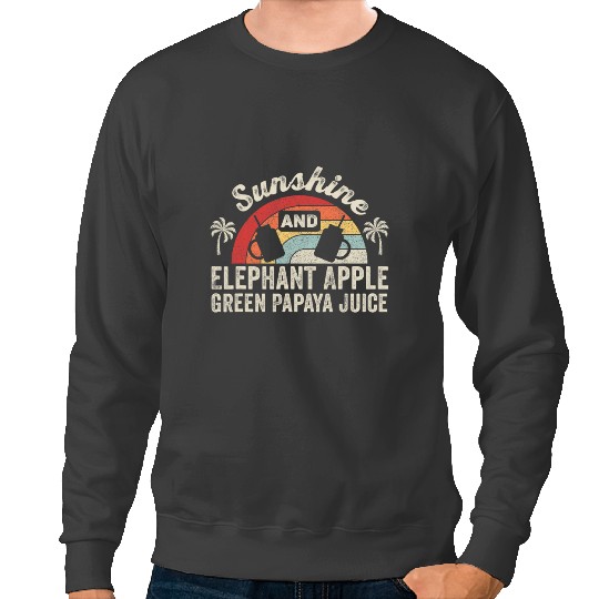 Elephants Lover Retro Sunshine And Elephant Apple Green Papaya Juice Summer 1 Sweatshirts