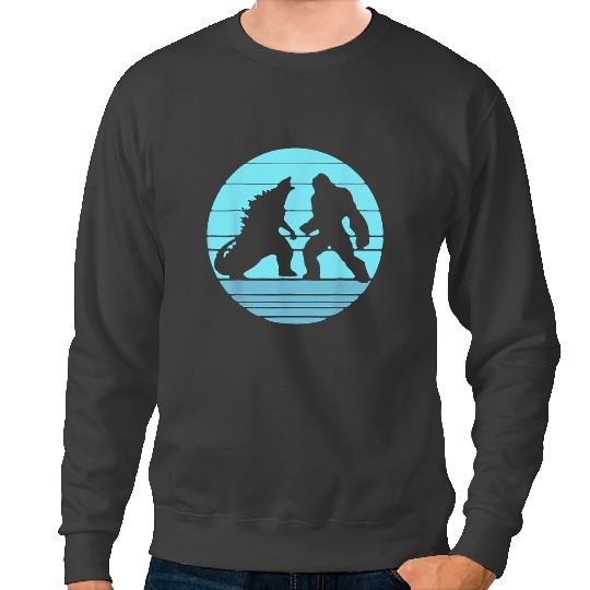 Dinosaur Dino Dino Monkey Lover GodzillaVSKong Monkey Vs Dinosaur Sunset Battle Peppermint Sweatshirts