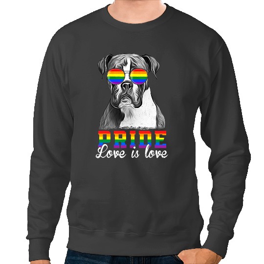 Boxer Funny LGBT Pride Love Is Love Boxer Boxers Dog Sweatshirts