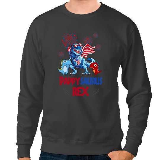 Dinosaur Dino Dino Mens Pappysaurus Rex Happy 4thof July American Dad Americansaurus Sweatshirts