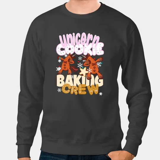 Unicorns Cookie Baking Crew Christmas Baker Team Gingerbread Sweatshirts