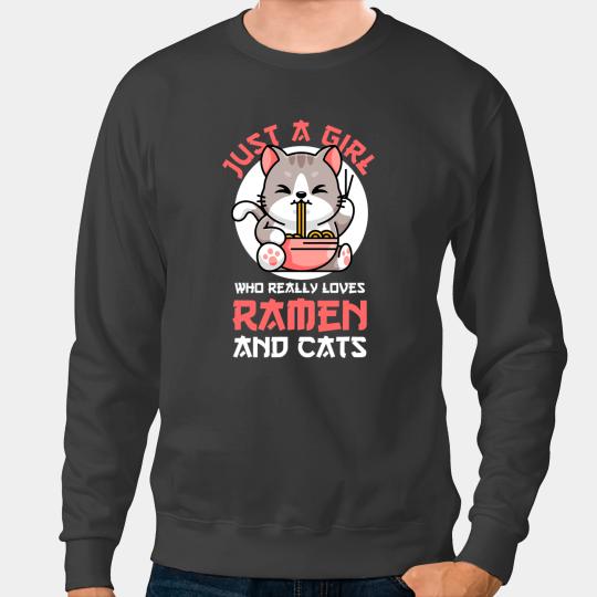 Cat Paws Just girl who really loves ramen and cats Ramen merch Sweatshirts