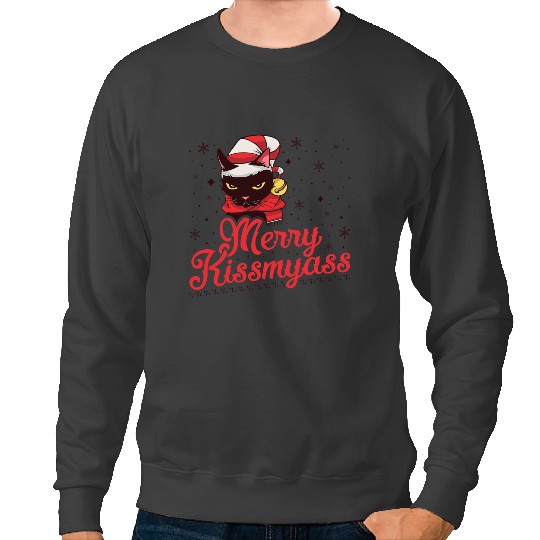 black cats Paws Merry Kissmyass Inappropriate black cats Christmas Sweatshirts
