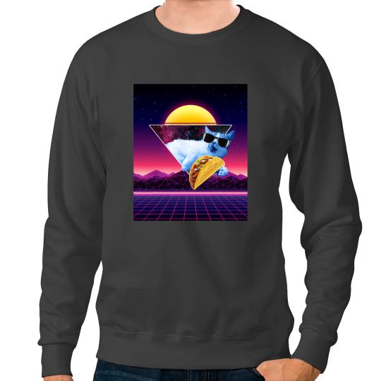Cat Paws Aesthetic Synthwave cat taco Sweatshirts