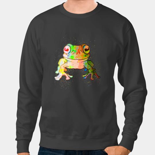 Frog Gift Colorful Paint Splash Reptile Cute Sweatshirts