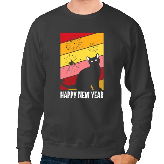 black cats Paws Fireworks Happy New Years Eve Party Pajamas NYE Sweatshirts
