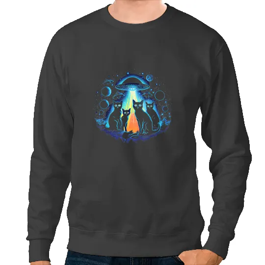 black cats Paws Astronaut Cat Funny Space Cats Galaxy Cat Lover Aliens Sweatshirts