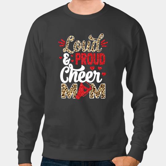 Cheerleader Gift Cheer Mom Biggest Fan Leopard Print And Pom Pom Sweatshirts