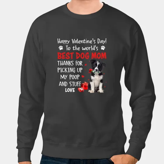 Dog Border Collie bests Dog Mom Valentines Day Funny Puppy Dogs Sweatshirts
