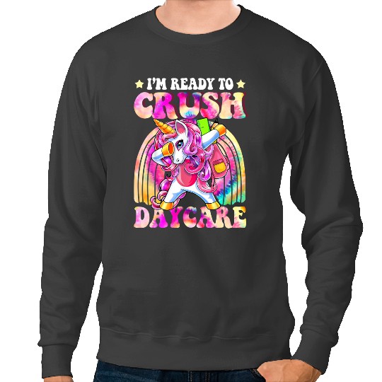 Unicorns Daycare Back To School First Day Tie Dye Sweatshirts