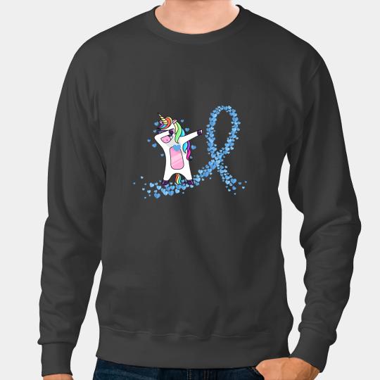 Unicorns Dabbings Unicorns prostate cancer awareness tee blue ribbon t Sweatshirts
