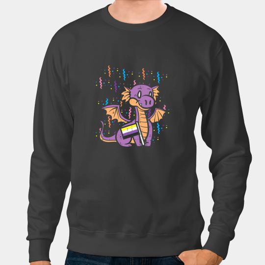 Dragon Animals LGBT NonBinary Flag Dragon NB Pride Month LGBTQ Ally LGBT Animal Sweatshirts