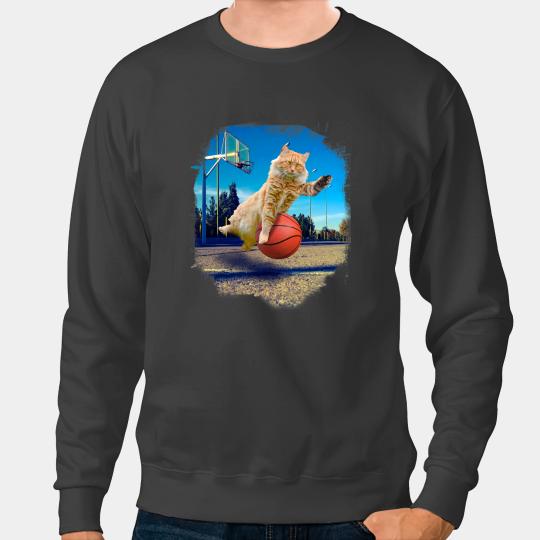 Cat Paws Basketball Lover Maine Coon Cat Playing Sweatshirts