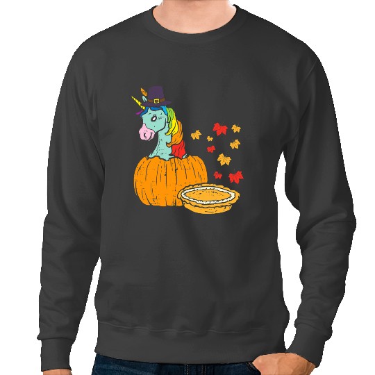 Unicorns Cute Unicorns vintages Rainbow Pumpkin Cakes Fall Maple Leaves Sweatshirts