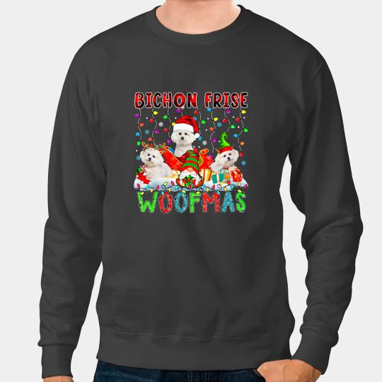 Dog Bichon Frise xmass Woof Santa Reindeer Bichon Frises Gnome 92 Sweatshirts