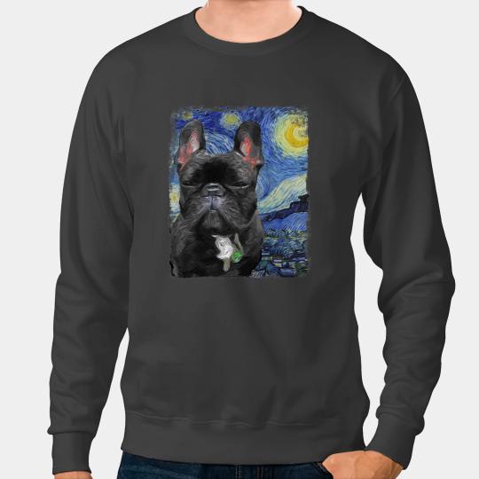 Frenchie Dog Starry Night Vincent van Gogh French Bulldog Painting French Bulldog Sweatshirts