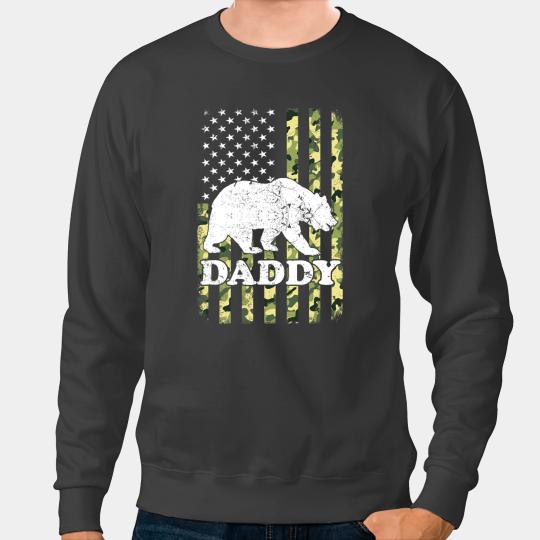 Funny Bear Daddy Bear Camping Hiking Camouflage USA American Flag Cute Bears Sweatshirts