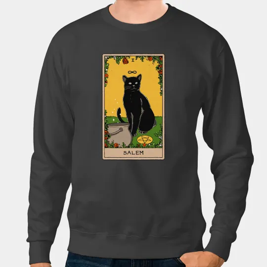 black cats Paws Tarot Card black cats Salem Atheist Occult Pagan Witch Magic Sweatshirts
