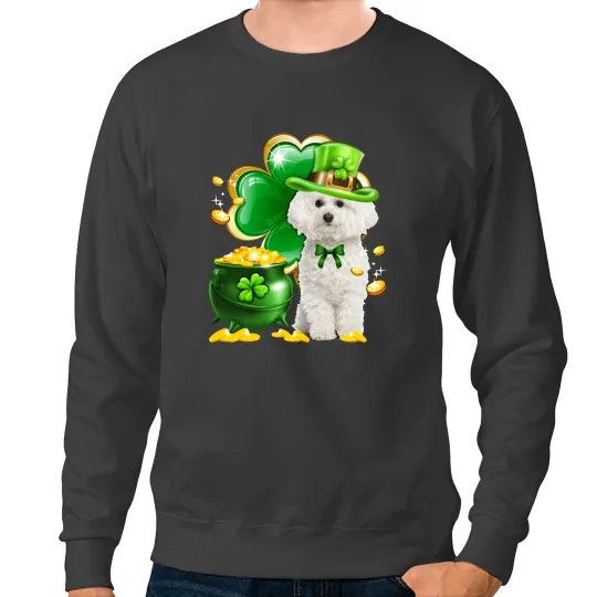 Dog Bichon Frise Shamrock St Patricks Day Dog Irish Gift Sweatshirts