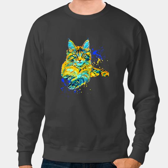 Cat Paws Colorful Maine Coon Big Cat Love Bigger Cats Cute Mom Sweatshirts