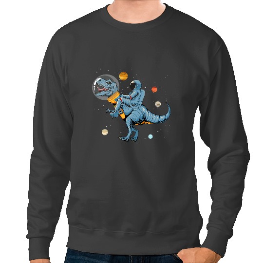 Dinosaur Dino Astronaut T Rex Dinosaur Space Solar System Boys Kids Sweatshirts