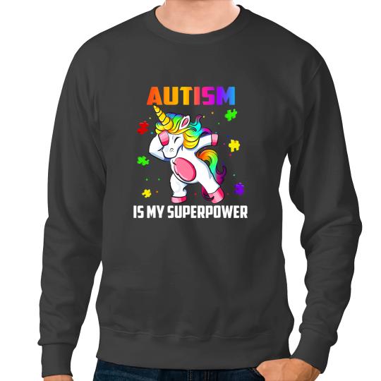 Unicorns Autism Is My Superpower Dabbings Unicorns Kids Boys Girls Sweatshirts