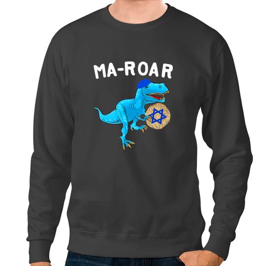 Dinosaur Dino Cute Passover Dinosaur Jewish Hebrew Pesach MaRoar Passover Sweatshirts