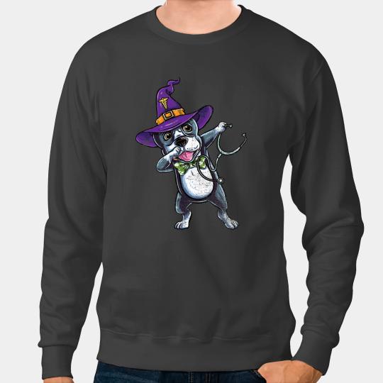 Dog Boston Terrier Dabbings Witch Boston Terrier nurses Vintage Sweatshirts