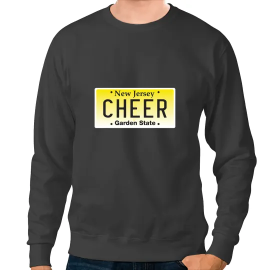 Cheerleader Gift Cheer Team NJ New Jersey License Plate Cheer Mom Graphic Sweatshirts