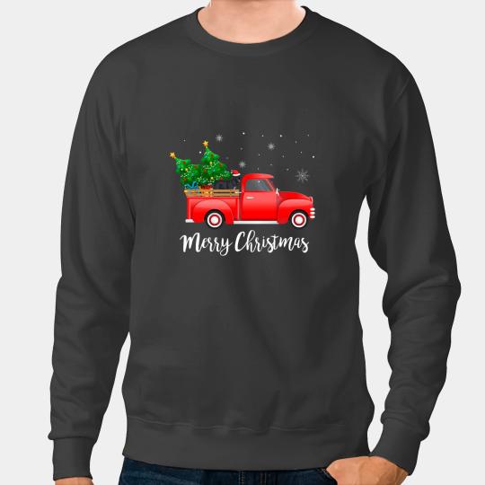 Cane Corso Mastiff Dog Riding Red Truck Christmas Sweatshirts