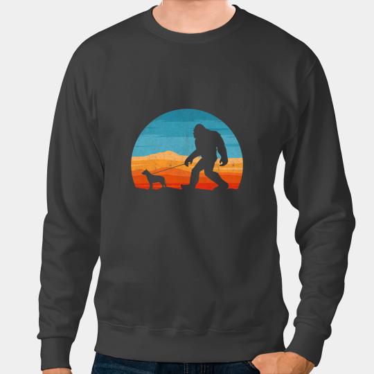 Bully bigfoots Walking Pitbull Dog Retro Sasquatch Pitbull Dog Sweatshirts