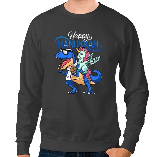 Dinosaur Dino Unicorns Jewnicorn Funny Hanukkah Unicorns TRex Girl Women Pajamas Sweatshirts